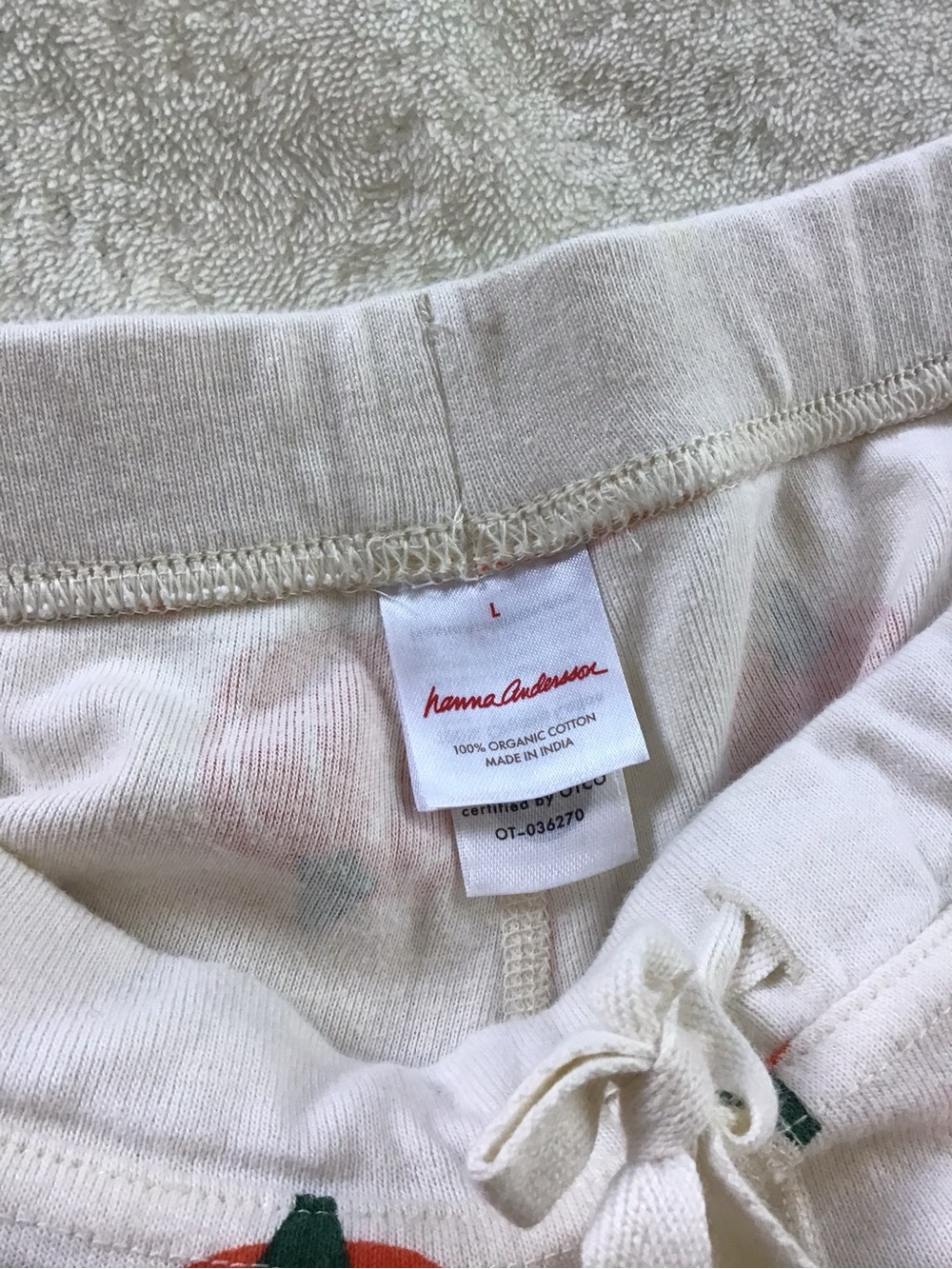 Hanna Andersson Cream Top with Pumpkin Accent Fall | Large - Picture 6 of 6